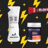 Ассортимент спортивных продуктов питания, содержащих кофеин для тренировок и соревнований.