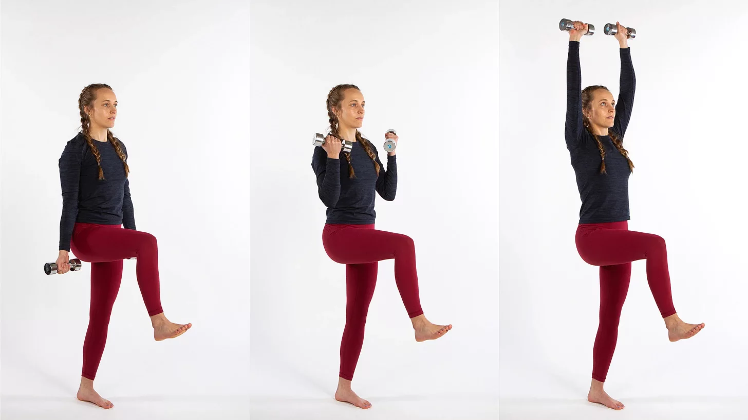 Жим плеч на одной ноге